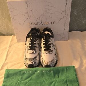 Jessica Rich Gold Snake Transparent Sneakers Size 7 NIB